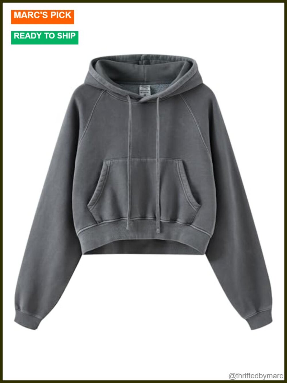 Oversized Cropped Hoodie Fleece Lined Pullover Sweatshirt